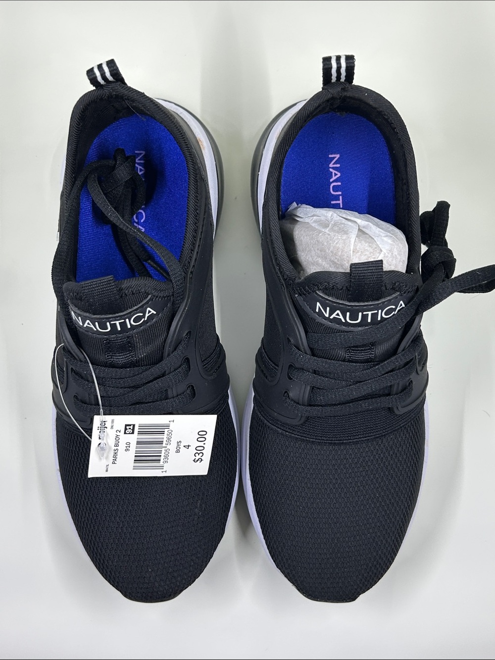 Nautica Boy’s Black Sneakers with Blue Insoles